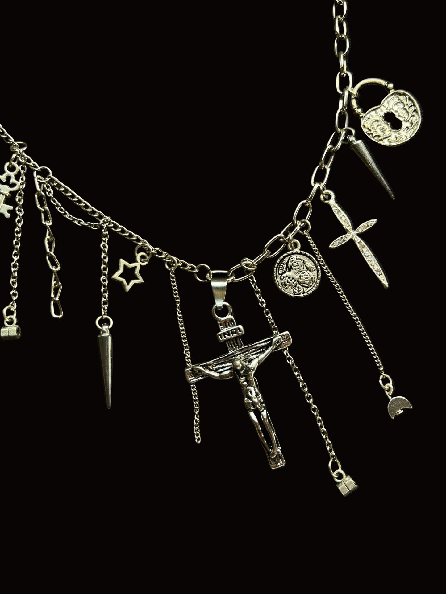 Gothic Double cross Statement Necklace