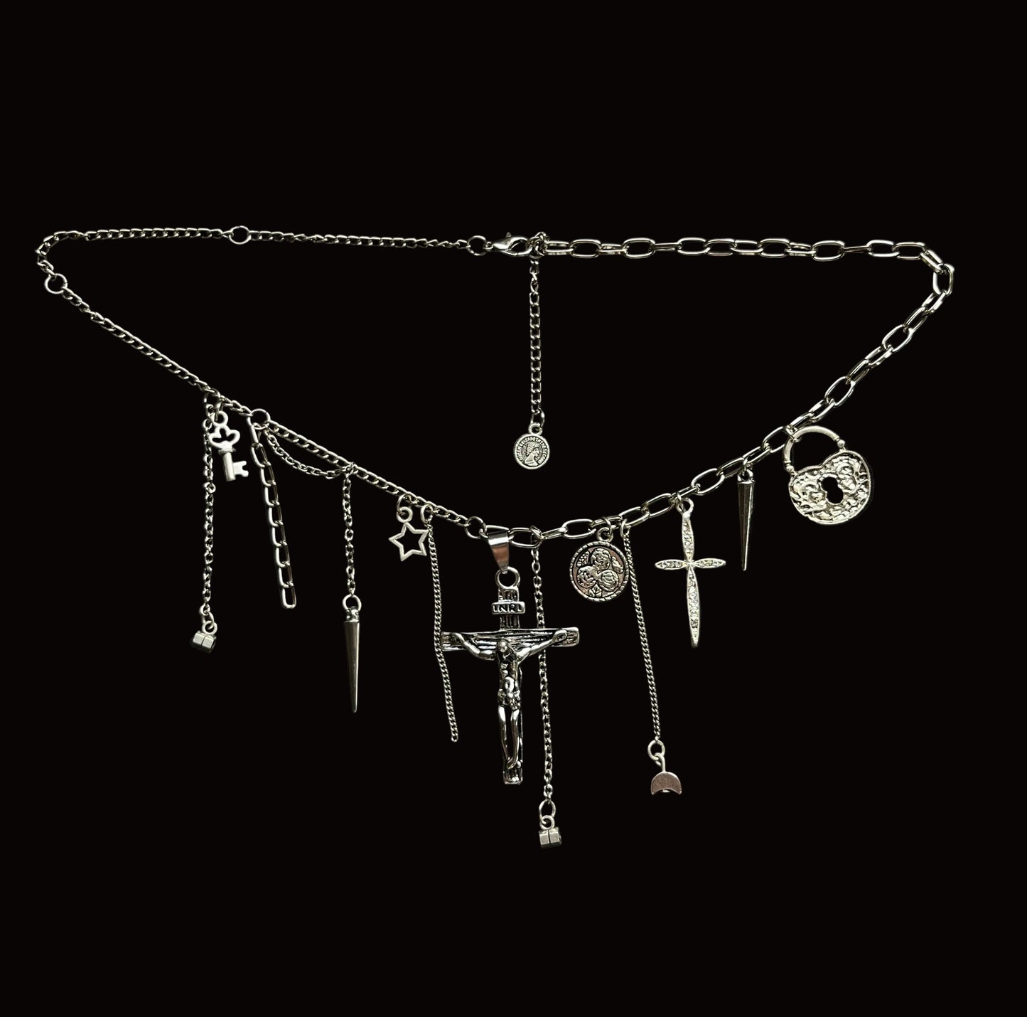 Gothic Double cross Statement Necklace