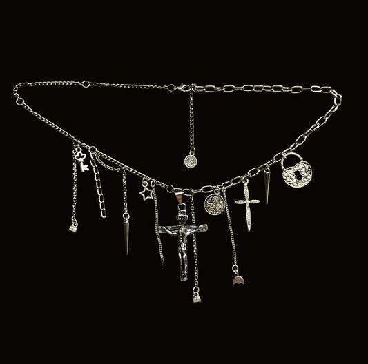 Gothic Double cross Statement Necklace